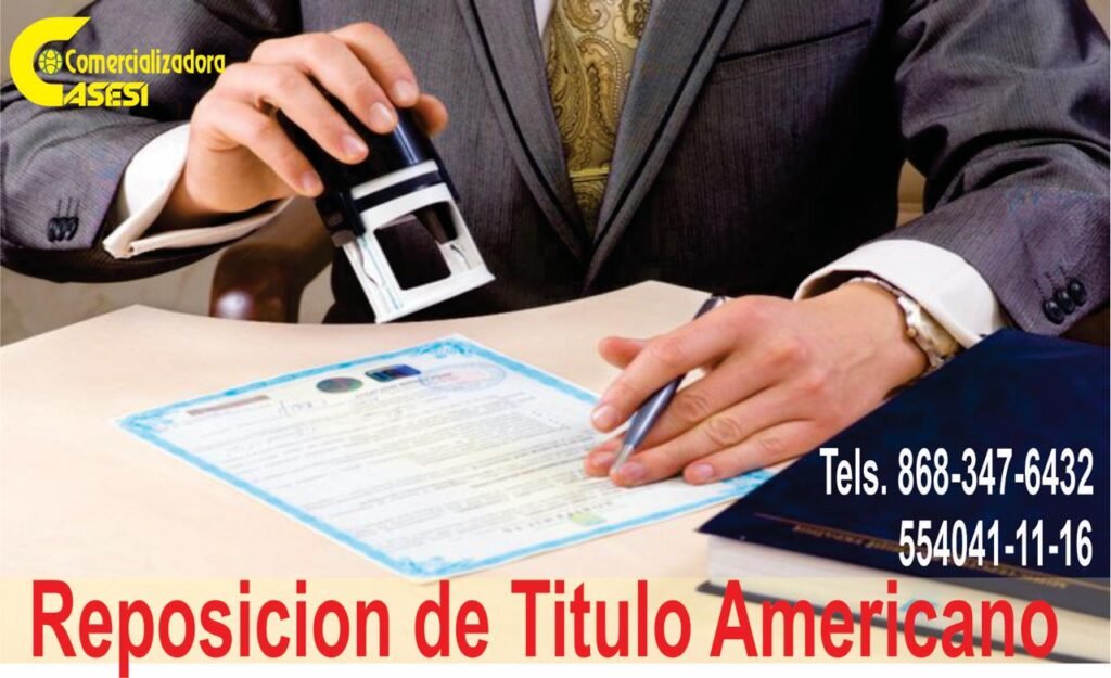 reposición de titulo americano en original asesi comercializadora